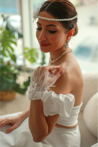 Sed da Exclusive Combinație de accesorii de păr cu pene și perle pentru retro