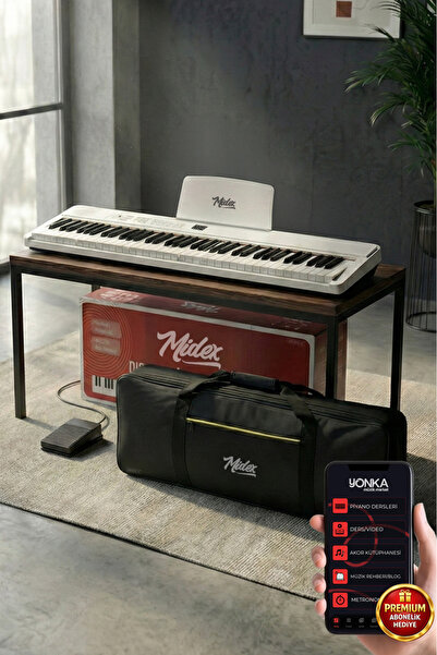 Midex Plx-80wh Taşınabilir Katlanır Dijital Piyano Tuş Hassasiyetli 88 Tuş Bt...