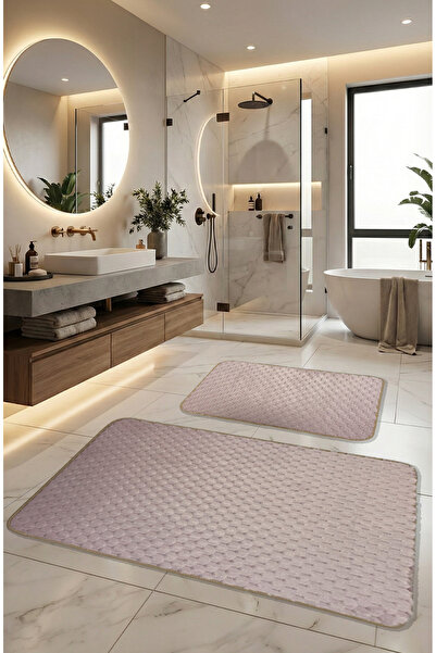 FeelHome مجموعة سجادة حمام من الخيزران غير قابلة للانزلاق، ناعمة للغاية، فائق...