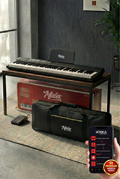 Midex Plx-80bk taşınabilir Katlanır Dijital Piyano Tuş Hassasiyetli 88 Tuş Bt...