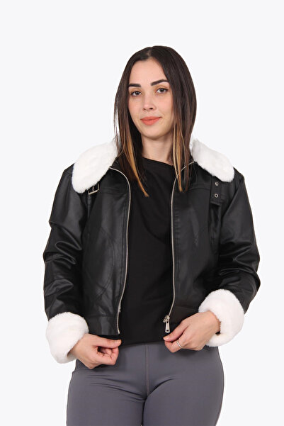 Mckanzie 2270 معطف جلد بياقة من الفرو