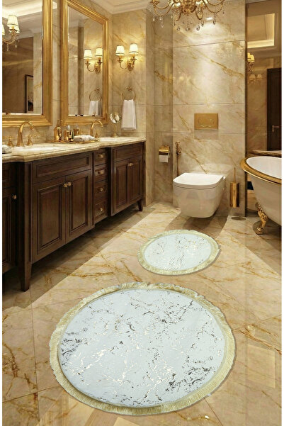 FeelHome Suadiye Set de 2 covorașe de baie rotunde, super luxoase, cu bază an...