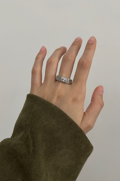 Okko Store Baguette Jewelled Adjustable Ring