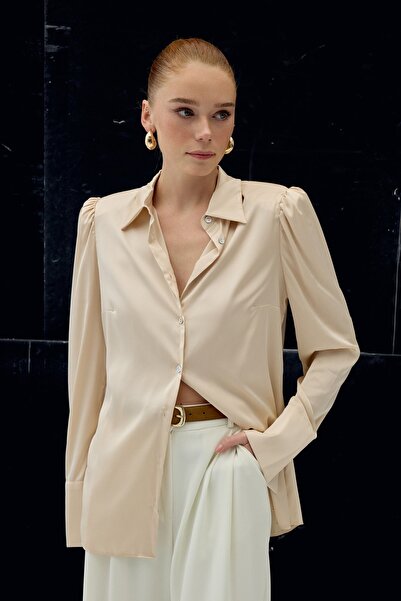 Sateen Сатенена риза с подплънки - Бежова