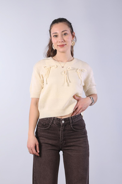 Mckanzie 01927 Pulover cu mânecă scurtă, cu șnur și decolteu în formă de O