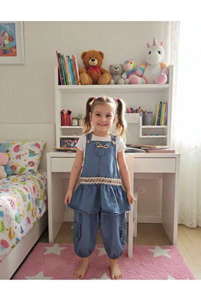 Retro Women Kız Çocuk Özel Gün Doğum Günü Günlük Kot Jean Şık Tulum