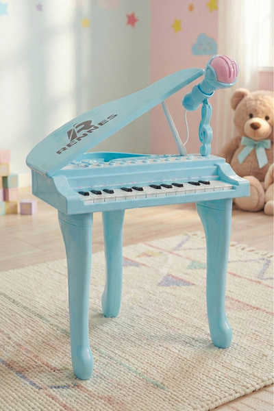 rennes NP-800BL Akustik Görünümlü 25 Tuşlu Dijital Elektronik Mikrofonlu Çocu...