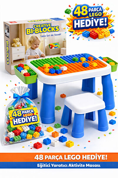 DENAPCAL Çocuk Gelişimini Destekleyen Aktivite Masası ve Sandalye Seti 49 Par...