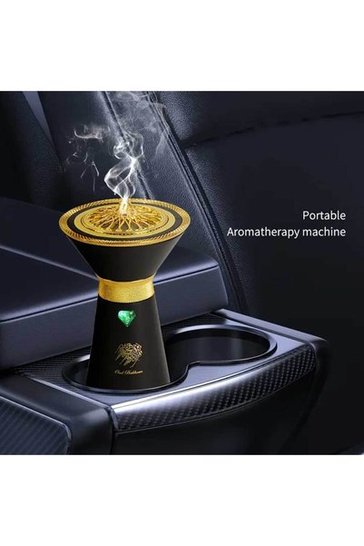 Oud Bakhoan Unique Design Electric Incense Burner Arabic USB Rechargeable Incense Portable Censer Black