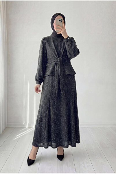 BENAHOLL Σετ με μπλούζα με δέσιμο μπροστά και κουμπιά στα μανίκια, με πέτρες ...