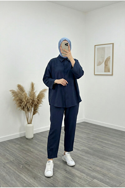 BENAHOLL Σετ παντελονιού Şüheda με μπροστινό ρόμπαλο-AS497 Ναυτικό μπλε