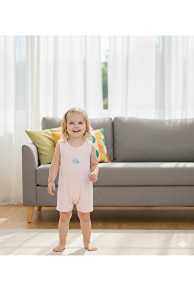 Hello Baby Yazlık Kolsuz Pembe Tulum E bebek Tulum