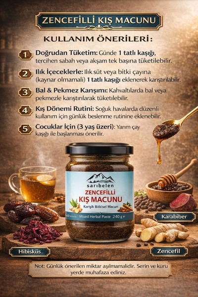 sarıbelen Zencefilli Kış Macunu 240 g – Bitkisel Karışımlı Geleneksel Macun