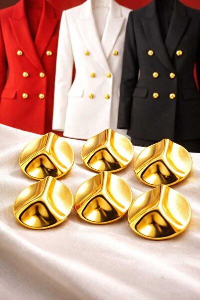 beyna aksesuar Gold Curvy Line 2.5 cm Metals Coat Jacket Knot - Pack of 6 Ras...