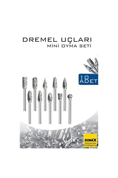 Skygo Dremel Uyumlu Mini Oyma Gravür Uç Seti – 10'lu Tungsten Karbür, Ahşap/M...