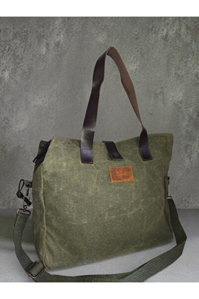 Old Cotton Mumlu Kanvas Çok Bölmeli Omuz Çantası ve El Çantası (ayarlanabilir...