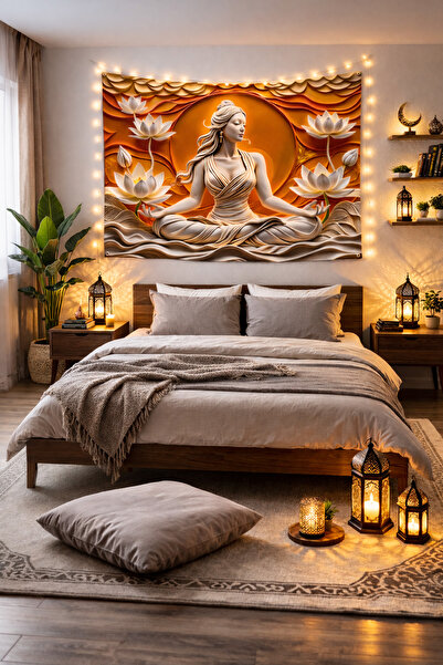 Vendini 3D Görünüm , Canlı renkli Meditasyon Duvar Örtüsü Duvar Halısı Wall T...