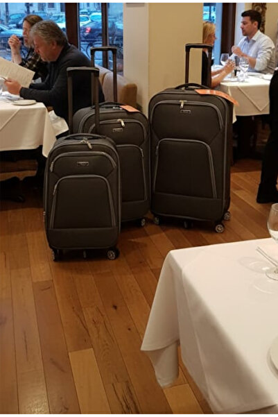 KARİZMA POLO 5 TEKERLİ-DİPLOMAT-ÇOK HAFİF-LÜX SEDEFLİ KUMAŞ 3 LÜ SET VALİZ