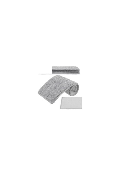 Ruhhy Set 5 rezerve mop plat 18797, 33x11.5 cm, microfibra, lavabile, prindere Velcro, gri