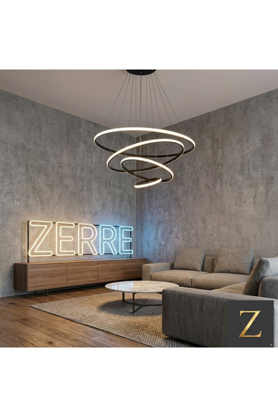 ZERRE Shop BELLA Siyah 4'lü Yeni Ultra Süper Beyaz Ledli Avize