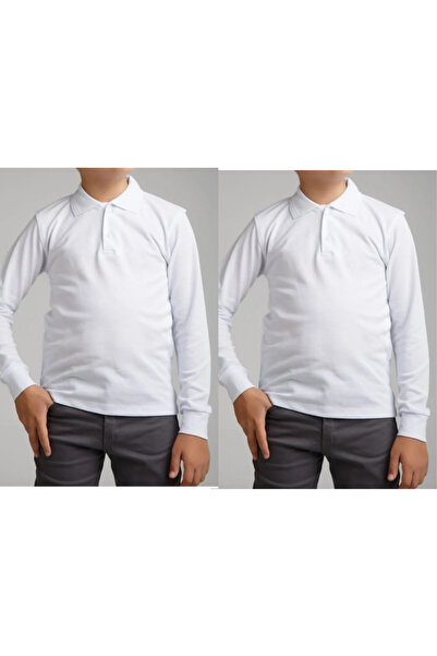 Nacar Unisex Uzun Kollu Polo Yaka Çocuk Okul Tshirt 2 Adet