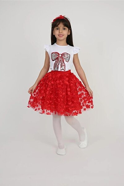 Nacar Kız Çocuk 23 Nisan 29 Ekim Gösteri Doğum Günü Kıyafeti Desenli Kısakol ...