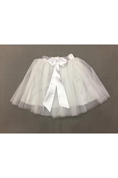 Gökkuşağı Fusta tutu cu fundă albă de culoare uni pentru fete