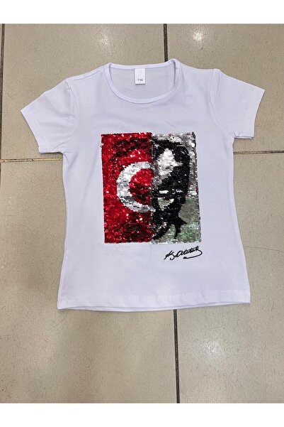 Nacar Kız Çocuk Gösteri Kıyafeti Tshirt Motifli