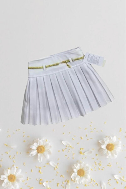 Nacar Kız Çocuk 23 Nisan 19 Mayıs Kısa Pileli Beyaz Etek Okul Gösteri 024