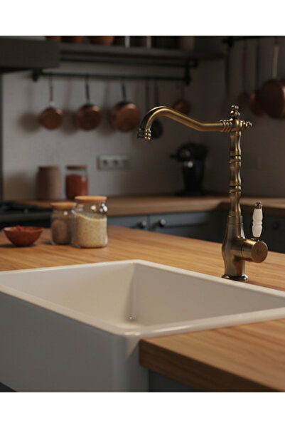 KAVİTİCARET Antik Eskitme Rustik Mutfak Bataryası - Porselen Detaylı Klasik E...