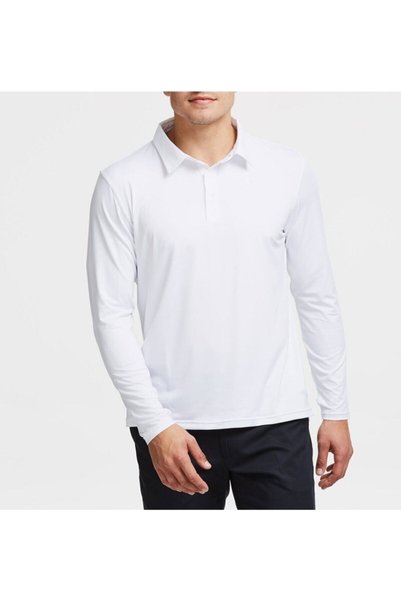 NZY Tekstil White Polo Neck Long Sleeve Kids Teenager School T-Shirt
