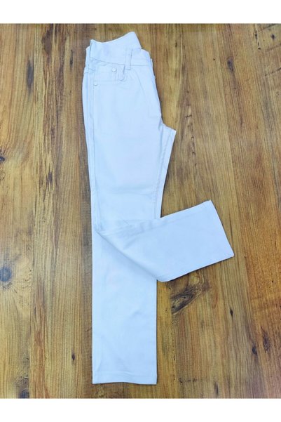 ALKANO Girl's White Lycra Satin Trousers
