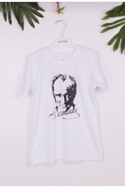 Cicitime تي شيرت أتاتورك الأبيض للأطفال عرض فئة المدرسة 9-10 سنوات
