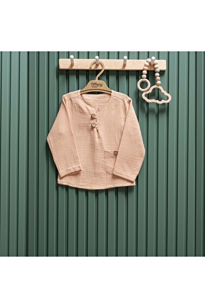 Tiffany Half Buttoned Muslin Shirt Beige