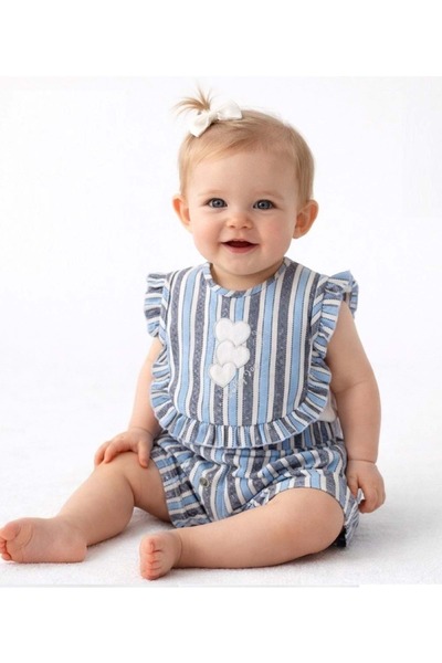 Jolly Joy Striped Woven Baby Boy Top and Bottom Set Blue