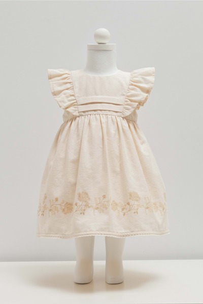 Caramell فستان كتان ميني ليدي باللون البيج