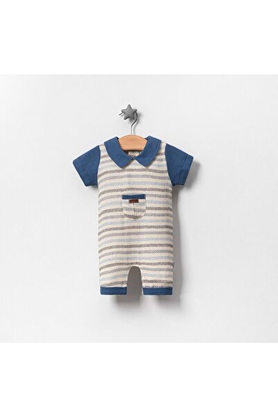 Jolly Joy Muslin Baby Boy Jumpsuit with Front Pocket, Navy Blue