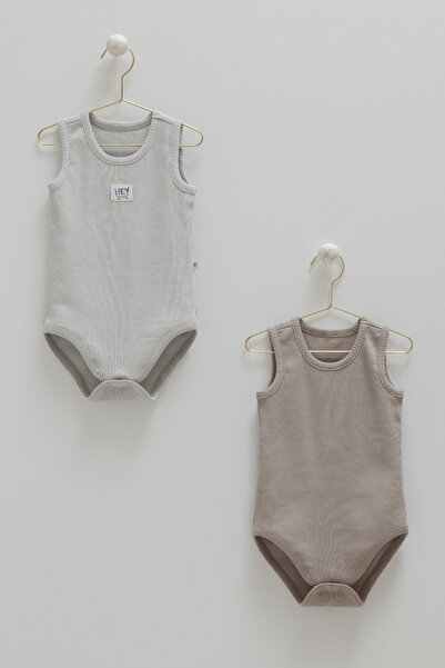 Caramell Basic Kaşkorse Sleeveless Double-Straight Body Suit Gray