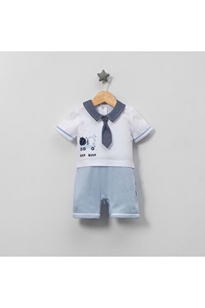 Jolly Joy Car Printed Baby Boy Jumpsuit Blue