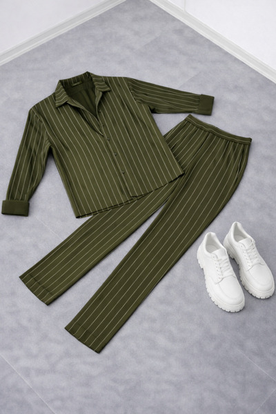 Gameyal Men's Striped Crepe Fabric Shirt and Trousers Set – Modern Summer Sty...