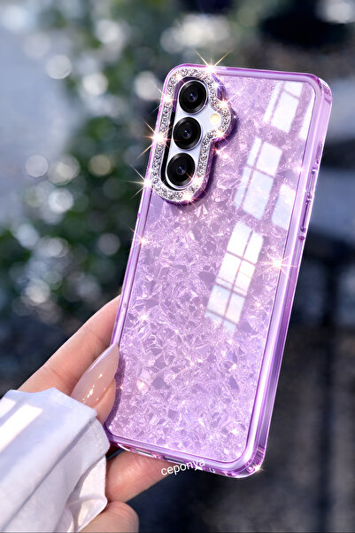 Ceponya غطاء حماية لهاتف جالاكسي S24 بلس بتصميم لامع مرصع بالأحجار مع غطاء لل...