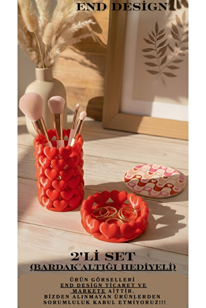 END Design Set od 2 organizatora u obliku srca | Držač četkica za šminku i or...