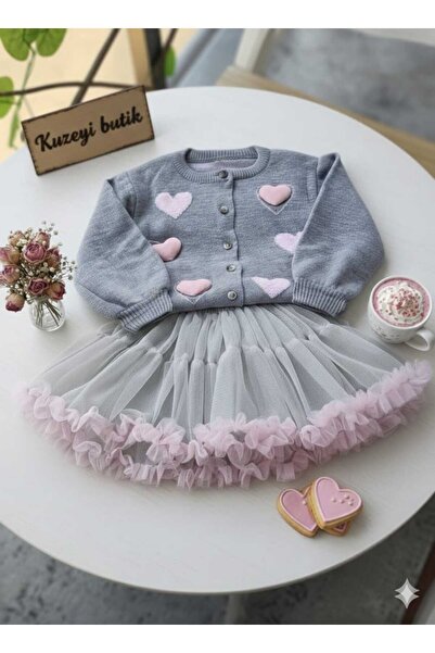 Kuzeyi Butik Bayramlik kız çocuk hırka ve etek kombini miniklere şık new model