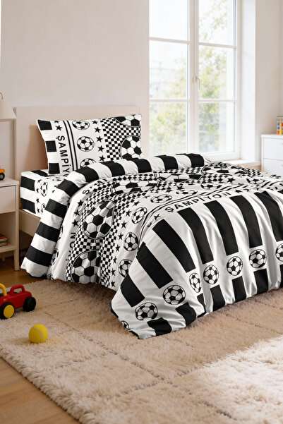 Magnolia Black and White Single Fan Duvet Cover Set - Soft Cotton Texture
