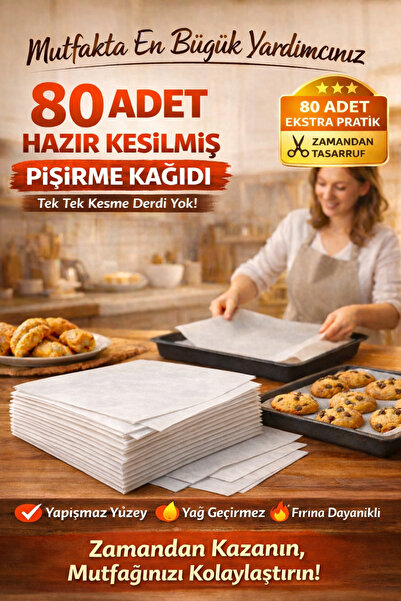 OPTİMEX 80 قطعة من ورق الخبز المقطوع - غير دهني، مقاوم للحرارة، ورق فرن جاهز ...