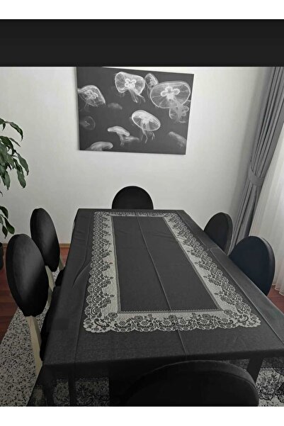 AYHOME Sunum Ev Gereçleri Siyah Tül Masaörtüsü Yıkanabilinir 160 X 220 Cm Eba...