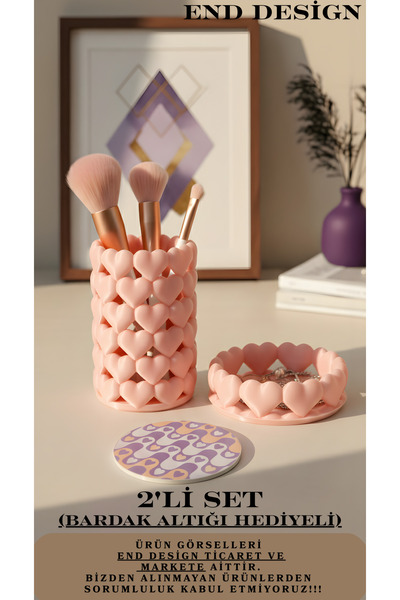 END Design Set od 2 organizatora u obliku srca | Držač četkica za šminku i or...