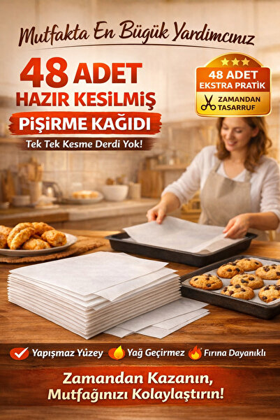 Kullanatsepetim 48 Adet Hazır Kesilmiş Pişirme Kağıdı – Fırın Tepsisi İçin Pr...