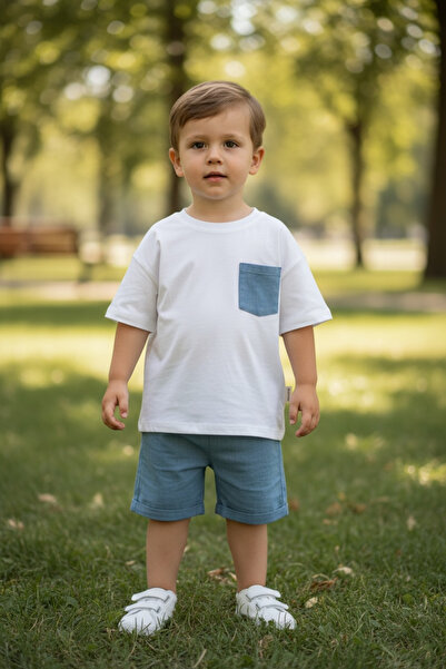 Baby Golden طقم للأولاد من قطن 100% يتكون من تي شيرت وشورت من الموسلين