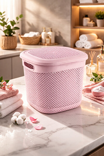 Melkan Home Καλάθι με μοτίβο σταγόνων με καπάκι 15 λίτρων - Οργανωτής μεγάλου...